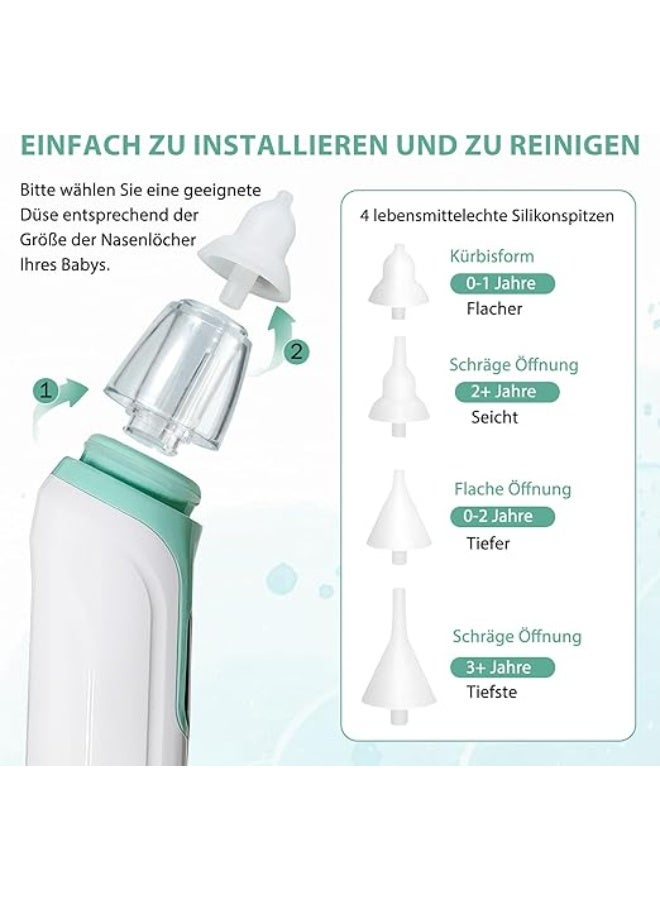 Baby Electric Nasal Aspirator Rechargeable with 3 Suction Levels 4 Silicone Tips Music Function Waterproof LCD Display for Newborns and Infants - Image 5